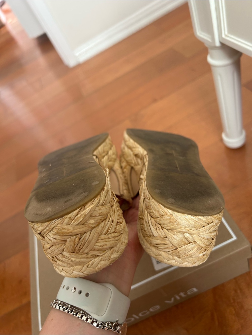Dolce Vita Natural Raffia Braided Platform Slide Sandals - Picture 5 of 5
